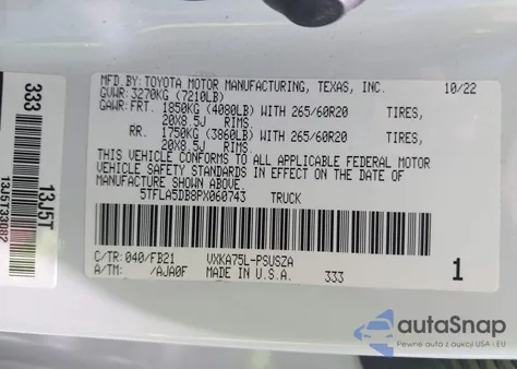 2023 Toyota Tundra Sr5 from USA, damaged, VIN 5TFLA5DB8PX060743